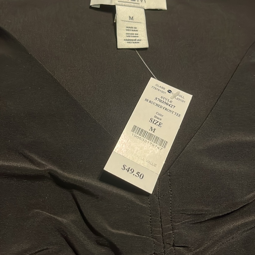 WHBM Black Ruched Front Tee - Picture 7 of 7